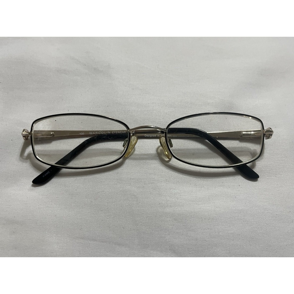 Marcolin Eyeglasses MA7306 Col. 005 Black gold Metal Rectangle Frame 50[]18 135